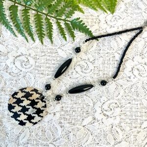 Vintage Seashell Black, White & Silver Abstract Necklace